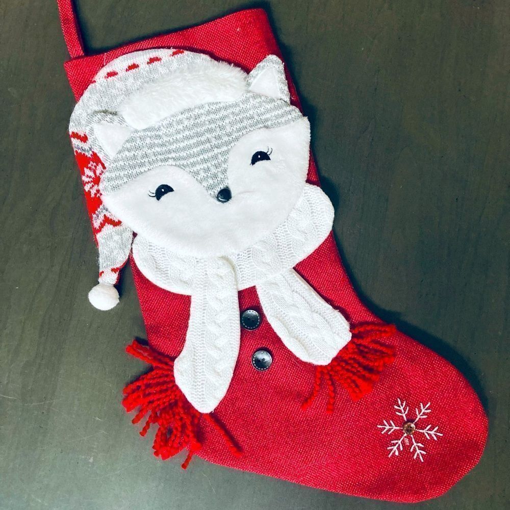 Christmas Farmhouse Fox Stocking